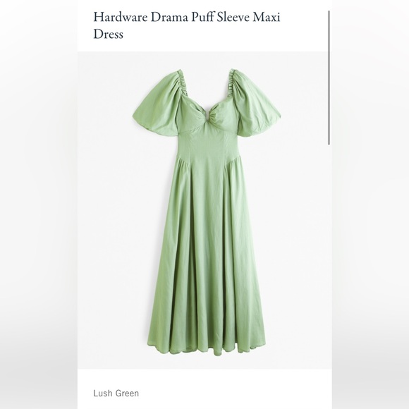 hardware drama puff sleeve maxi dress Abercrombie & Fitch | Dresses | Abercrombie Xs Petite Lush Green Hardware  Drama Puff Sleeve Maxi Dress